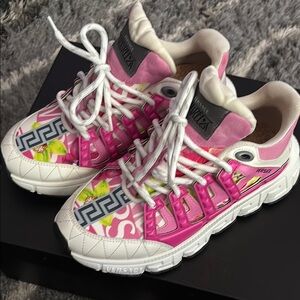 Versace Kids Vibrant Pink and White Sneakers